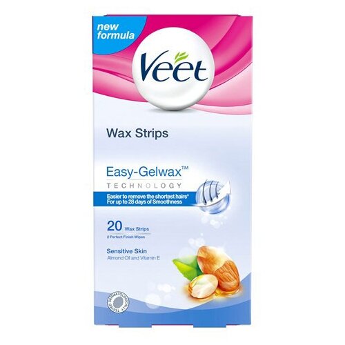 Veet Восковые полоски Easy Gelwax для чувствительной кожи 30 г 20 шт.