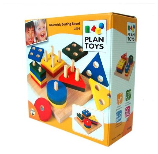 Игрушка из дерева Plan Toys, Сортер Доска с геометрическими фигурами - фото №5