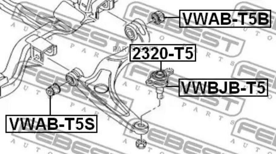 FEBEST 2320-T5 Опора шаровая переднего нижнего рычага VOLKSWAGEN TRANSPORTER/MULTIVAN T5 2003-2015 FEBEST 2320-T5