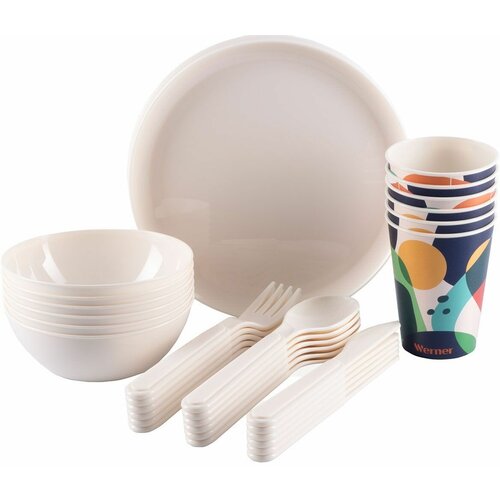 Набор многоразовой посуды для пикника Werner Revere на 6 персон 52300 набор для пикника с декором 37 предметов на 6 персон
