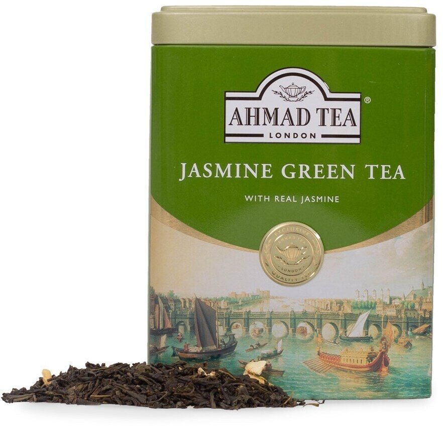 Чай "Ahmad Tea", Зеленый чай с жасмином, металлическая банка, 100гр - фотография № 6