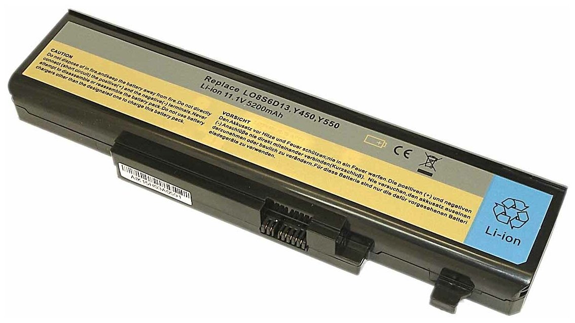 Аккумуляторная батарея для ноутбука Lenovo Y450 Y550A (L08S6D13) 5200mAh OEM черная