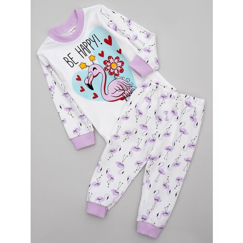 Пижама Supermini для девочек, брюки, лонгслив, брюки с манжетами, рукава с манжетами, размер 1 год, р. 80, фиолетовый