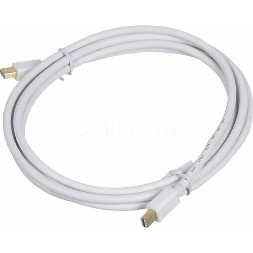 Кабель 1.2v, miniDisplayPort (m) - miniDisplayPort (m), GOLD , 2м, белый кабель behpex 1 1v minidisplayport m dvi m 2м