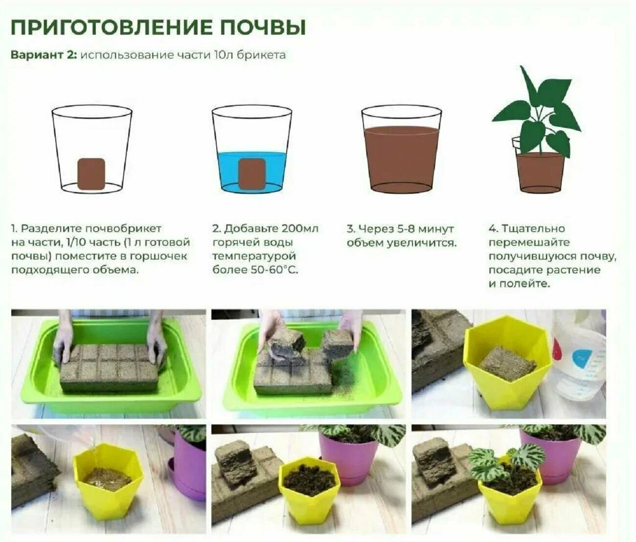 Почвобрикет Биомастер "Цветочный сад" / Грунт универсальный для всех видов цветущих растений в саду и дома, 10 литров