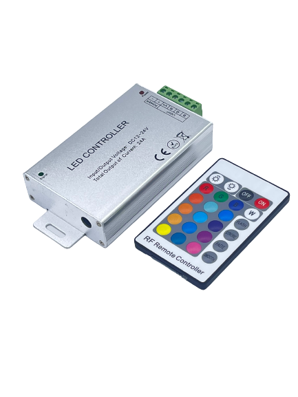 Контроллер для светодиодной ленты RGB 24A RF (12V-24V, 288W-576W) с пультом 24 кнопки - фотография № 1