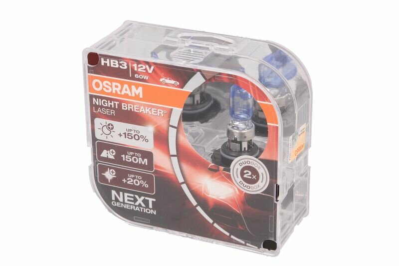 Лампы автомобильные OSRAM 60W 12V P20D +150% Night Breaker Laser HB3; 2шт. OS9005NL_HCB