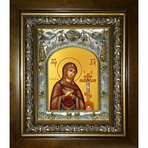 Икона Божья Матерь Ахтырская, 14x18 см, в деревянном киоте 20х24 см, арт вк-2774