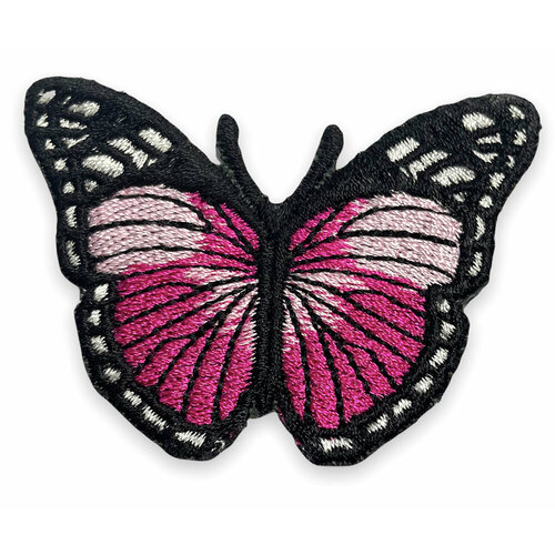 Патч бабочка черно-розовая