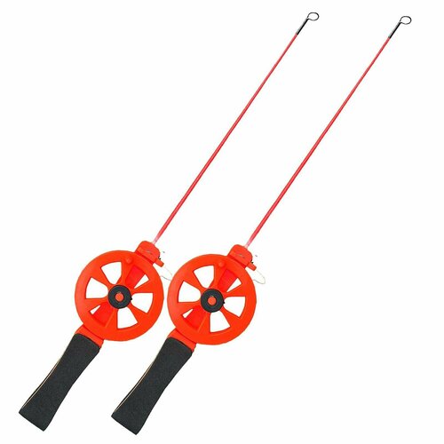 фото Зимняя удочка eva fin stinger с хлыстом и катушкой 2шт красная fish raid