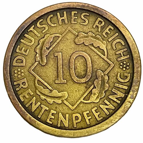 Германия, Веймарская Республика 10 пфеннигов 1924 г. (A) 10 пфеннигов 1971 германия a из оборота