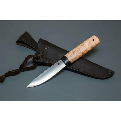 нож якутский средний сталь дамаск карельская береза Нож из кованой стали Х12МФ «Якутский Малый», рукоять граб, карельская береза - Кузница Сёмина