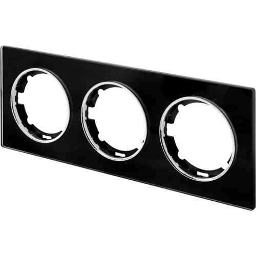 Рамка горизонтальная стеклянная тройная, цвет чёрный