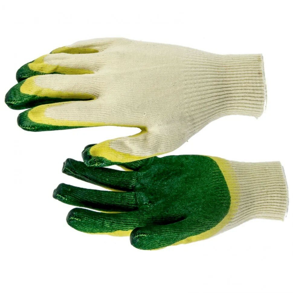 Перчатки трикотаж зеленые с латексным покрытием