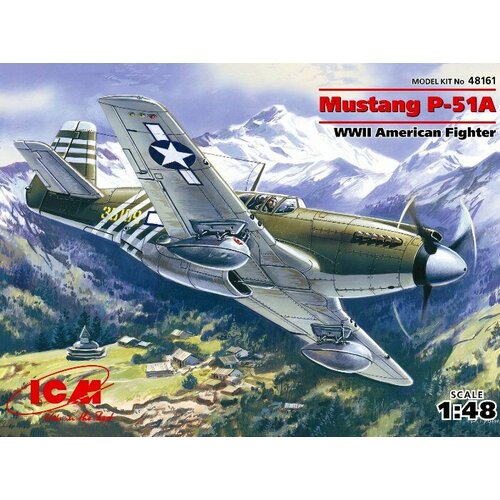 48161 ICM Самолет Mustang P-51A 1/48 32037 icm самолет dh 82а tiger moth с кадетами raf 1 32