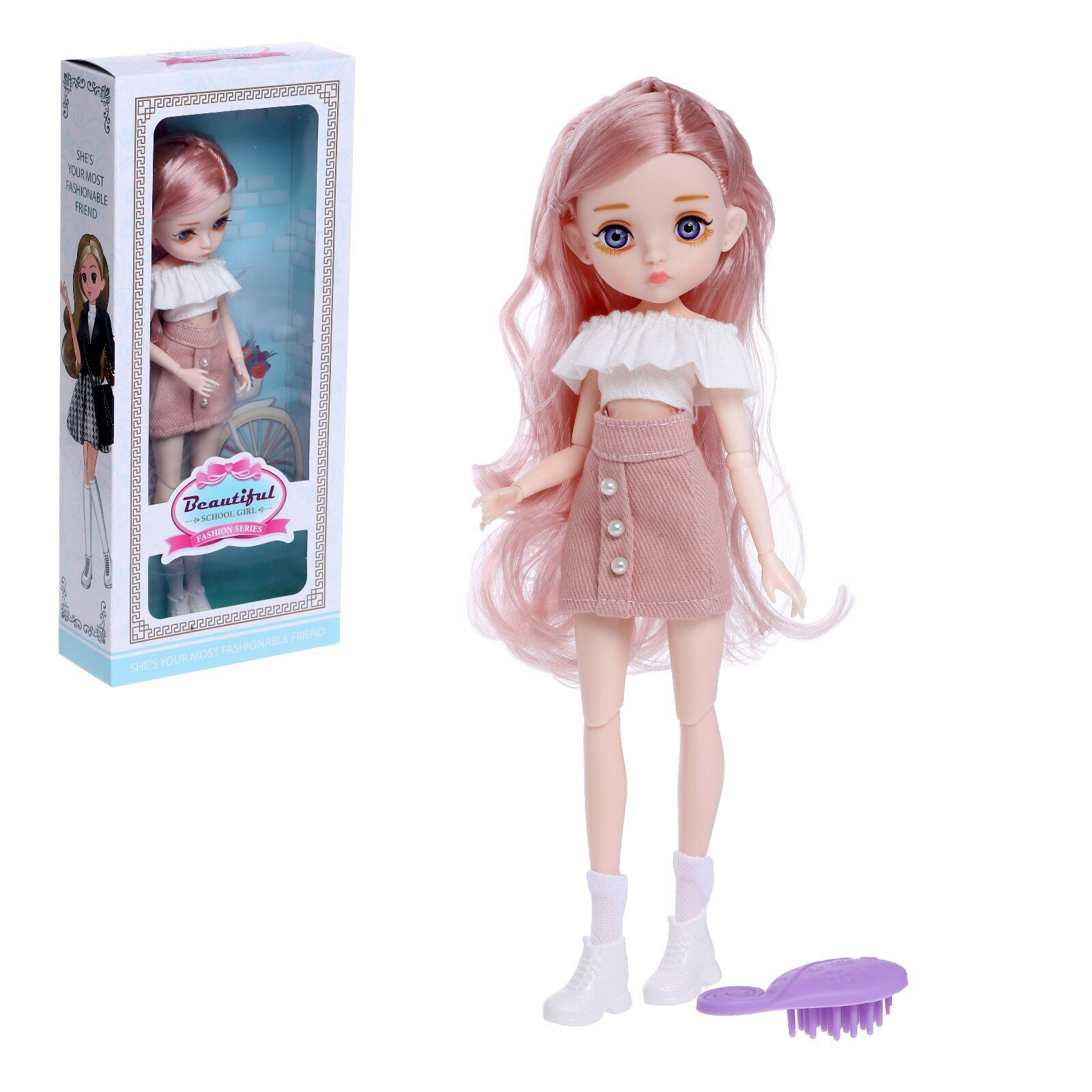 Кукла модная шарнирная "Алиса" в платье, микс 7155891