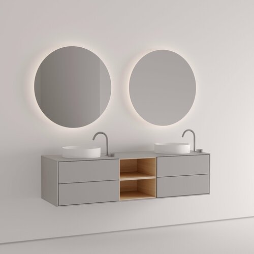 Дизайнерская тумба под 2 раковины 130 см. Vivomobili GRIGIO EFESO