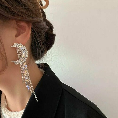 Серьги Rigant, кристалл, искусственный камень, фианит, серый