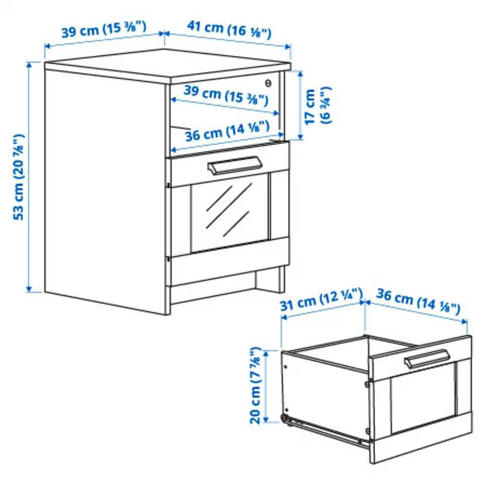 Тумба прикроватная, черный, 39x41 см икеа Бримнэс IKEA BRIMNES