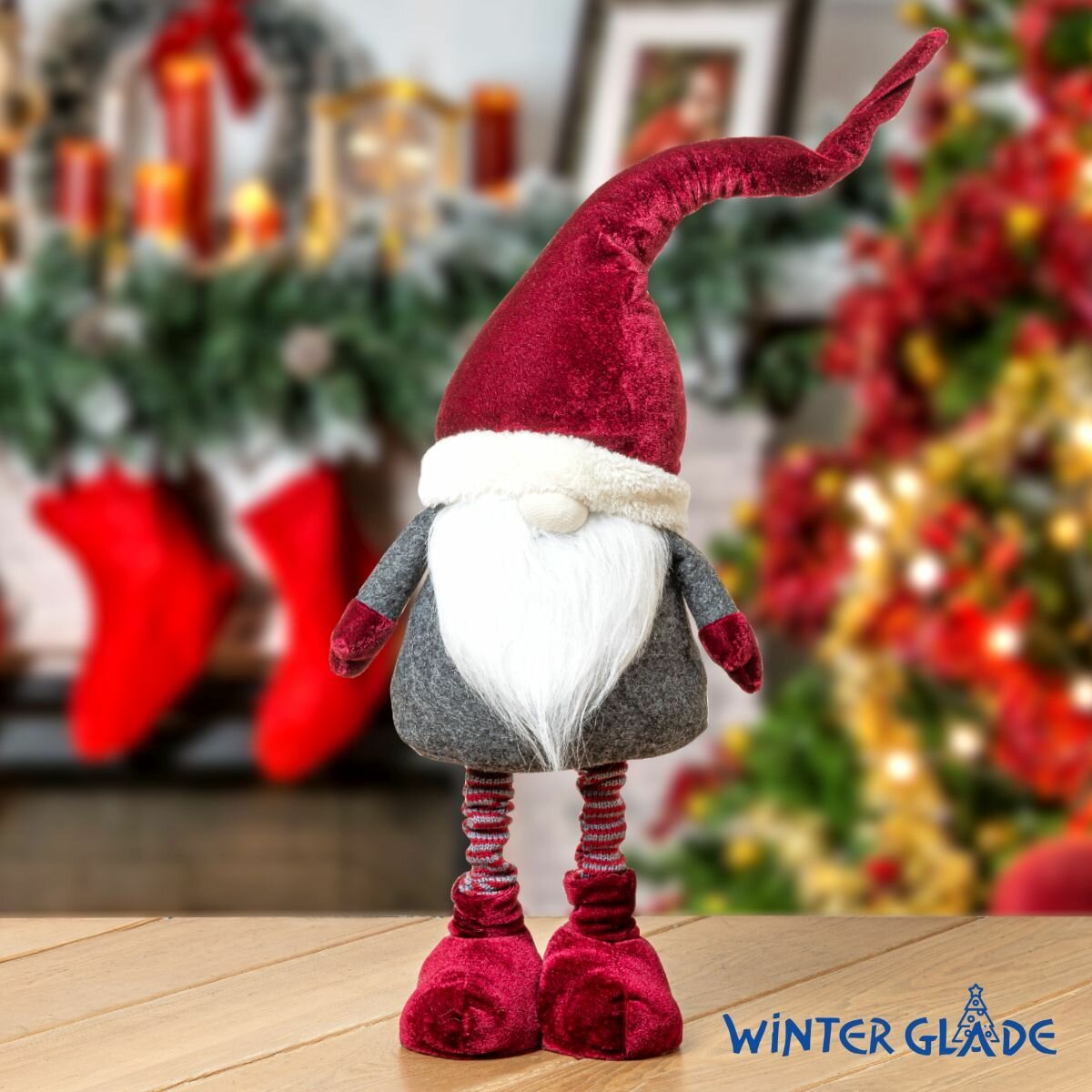 Фигурка новогодняя Гном Winter Glade 80 см на телескопических ногах