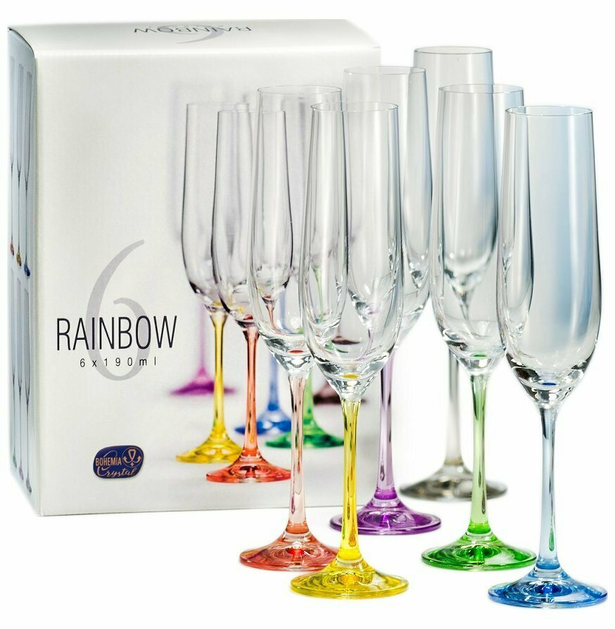 фото Бокалы для шампанского 190 мл 6 шт Crystalex CZ s.r.o. "Виола /Ассорти" / 083841