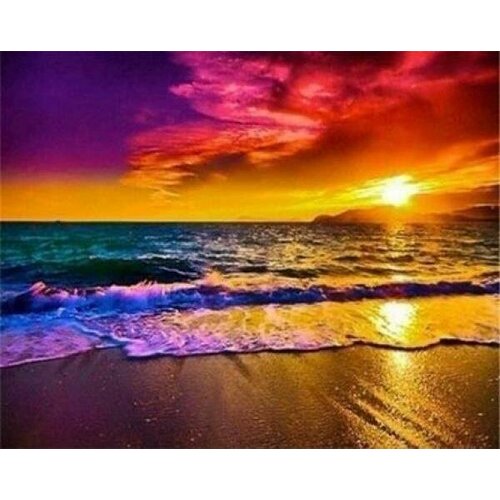 Алмазная картина 40х50 Закат над морем с подрамником синичкина т радуга над морем