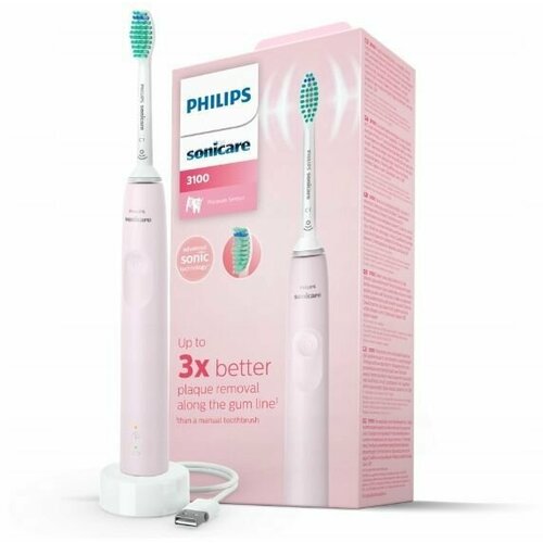 Электрическая звуковая зубная щетка Philips Sonicare 3100 Series HX367111 розовый 1256000₽