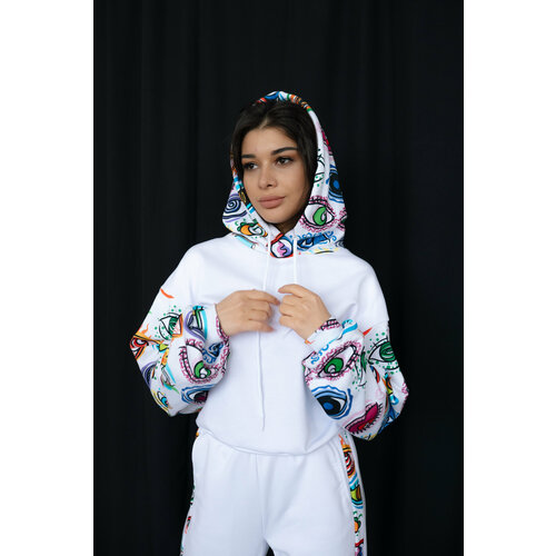 Худи Polovina, размер 42, мультиколор, белый