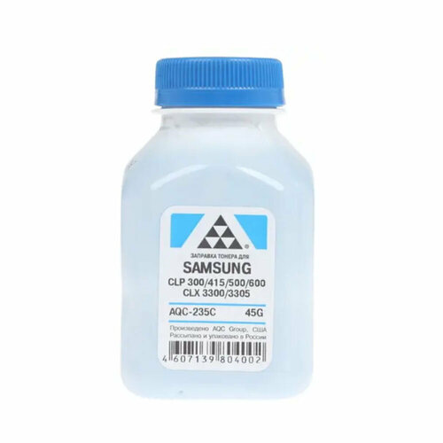 тонер aqc 1 797 для samsung clp 600 yellow 150г фл Тонер SAMSUNG CLP 300, 315, 320, 325, 360, 415, 500, 510, 600, 610, 660, CLX3300, 3305 Cyan (фл. 45г) AQC {AQC-235C}