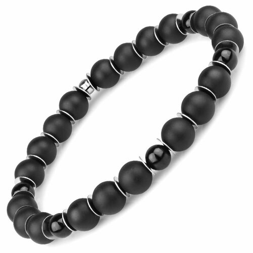 фото Браслет everiot, агат, размер 20 см, черный