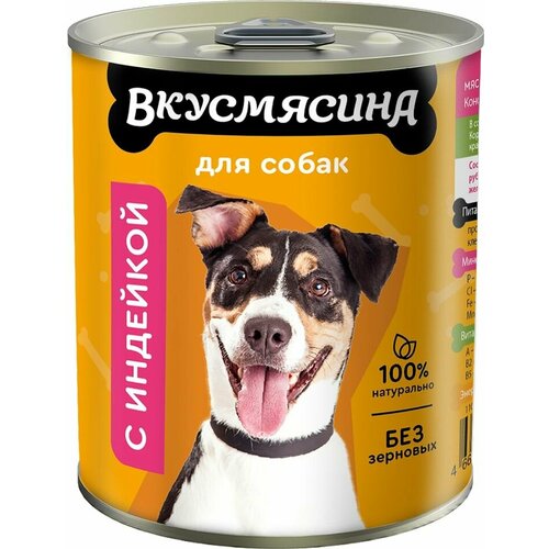 Влажный корм для собак Вкусмясина Индейка 340г 1шт