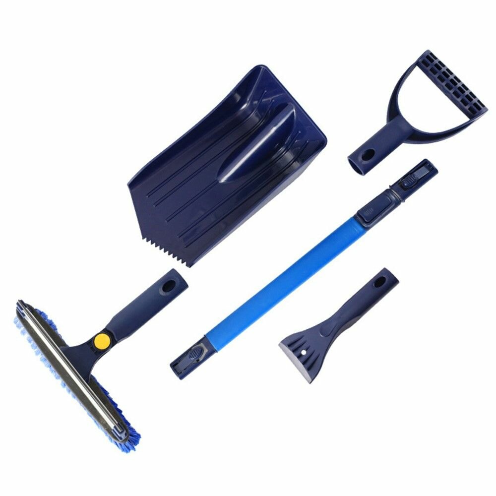 Зимний набор инструментов для автомобилиста - складная лопата с ручкой щетка скребок - синий