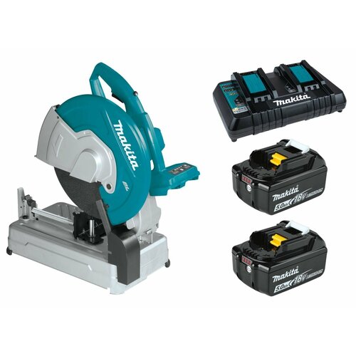 Набор Makita аккумуляторная отрезная пила DLW140Z 355 мм 3800 обмин 2 аккумулятора BL1850B 18 В 5 Ач зарядное устройство DC18RD PT997 4879700₽