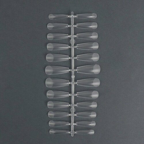 Типсы для наращивания ногтей, 240 шт, форма балерина, полное, матовое покрытие, в контейнере, цвет прозрачный