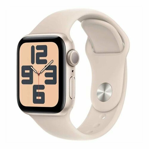 умные часы apple watch series se gen 2 gps 40 мм s m starlight Умные часы Apple Watch SE 2023 GPS 40mm S/M MR9U3 корпус из алюминия , Sport Band браслет (Сияющая звезда, Сияющая звезда)