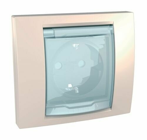 фото Schneider Electric Unica Бежевый Розетка с заземлением, с крышкой, со шторками IP44 MGU61.037.25