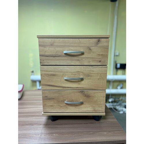 Тумба офисная мобильная с выдвижными ящиками, дуб золотой