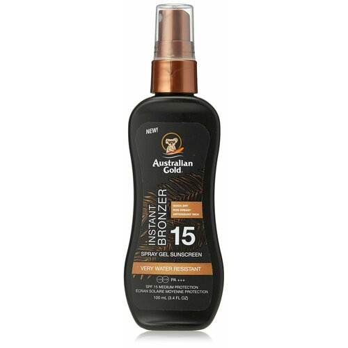 AUSTRALIAN GOLD Водостойкий солнцезащитный спрей-гель с фактором защиты SPF 15 Instant Bronzer