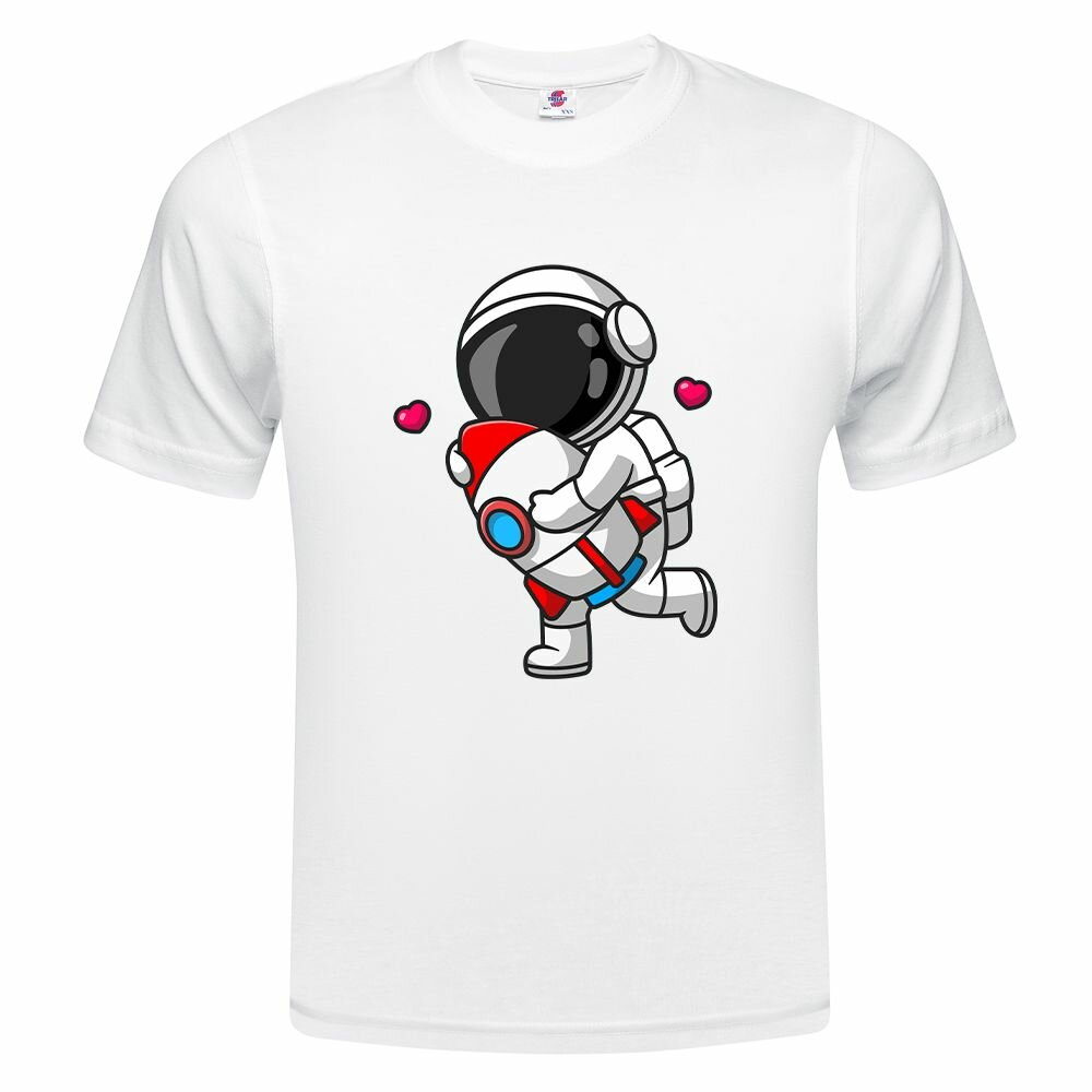 Футболка  Детская футболка ONEQ 122 (7-8) размер с принтом Космонавт, белая