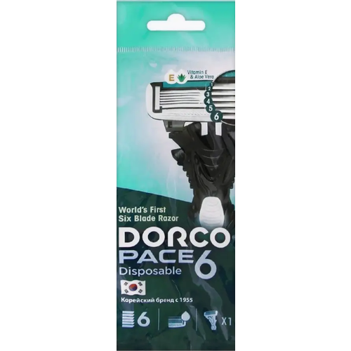 Бритвенный станок DORCO Pace 6, 1шт станок dorco pace6 одноразовый станок для бритья с 6 лезвиями мужской sxa 100 1p 1 шт