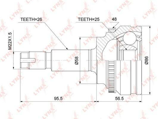 Шрус наружный подходит для Toyota Allion/Premio(T26) 1.8 07> / Corolla(E14) 1.8 06-12 / Wish 1.8 09> CO-3753A lynx 1шт