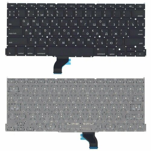 клавиатура keyboard для ноутбука apple macbook a1370 2010 черная без подсветки плоский enter топ панель Клавиатура для ноутбука Apple MacBook A1502 черная, плоский Enter без рамки