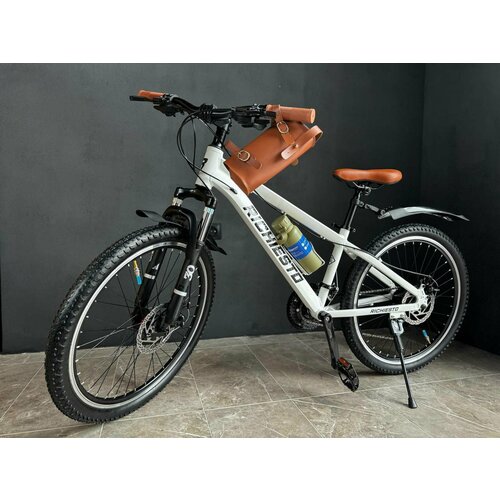 Велосипед RICHIESTO 24 Алюминиевая рама 14 Горный Для детей и подростков Спортивный Универсальный белый с коричневым матовый 24500₽