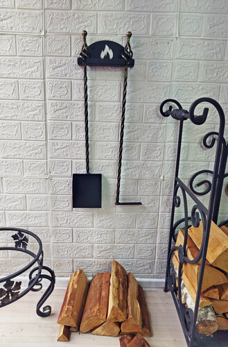 Изображение товара Кочерга и совок на подвесе, античная бронза