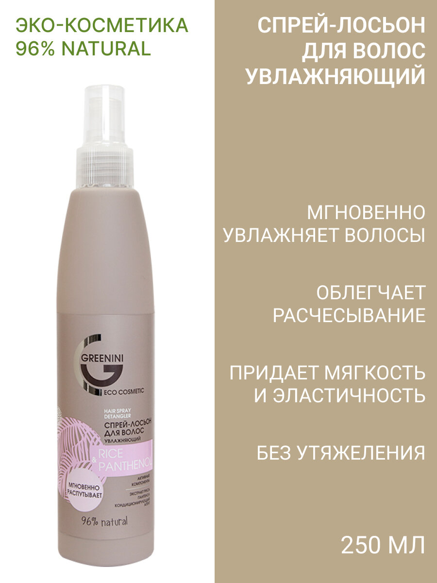 Greenini Спрей-лосьон для волос Увлажняющий Rice & Panthenol 250 мл