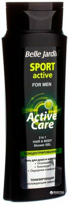 Belle Jardin Active Care Гель для душа и шампунь 2в1 Sport Active, тонизирующий с охлаждающим эффектом, 420 мл