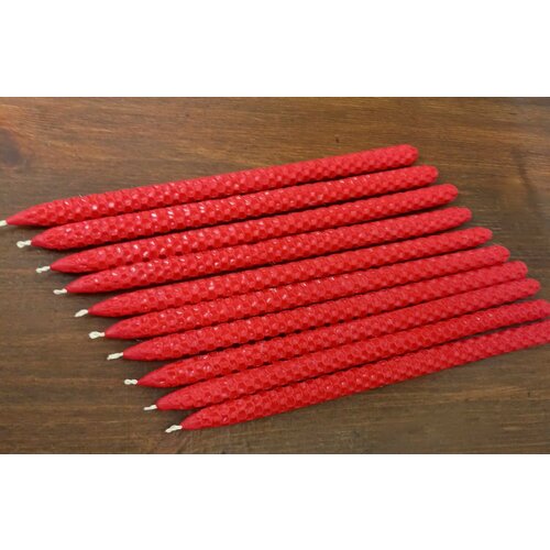 Свечи из натуральной вощины, красные, 10 штук