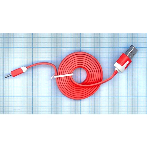 Плоский кабель Color USB-microUSB 1.0m USB-2.0 Red (Красный) дата кабель akai cbl210b usb micro usb black