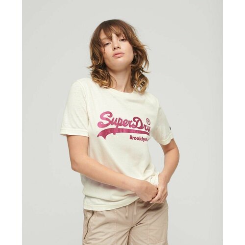 фото Футболка superdry embellished vl t shirt, размер 12, белый, розовый