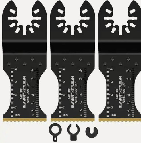 Изображение товара Карбидные насадки по тяжелым и трудным металлам, гвоздям для реноватора мультитула, полотно пильное, набор 3 шт.